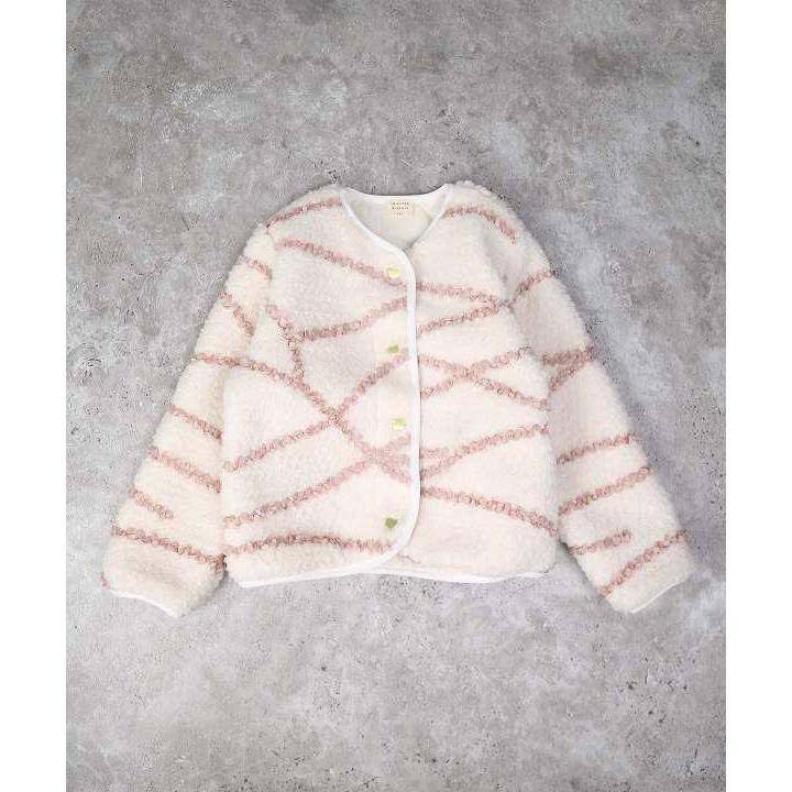 ラポシェビスキュイ La poche biscuit ノーカラーフリルボアジャケット ( 90 100 110 120 130 140 )アウトレット | la poche biscuit | 02