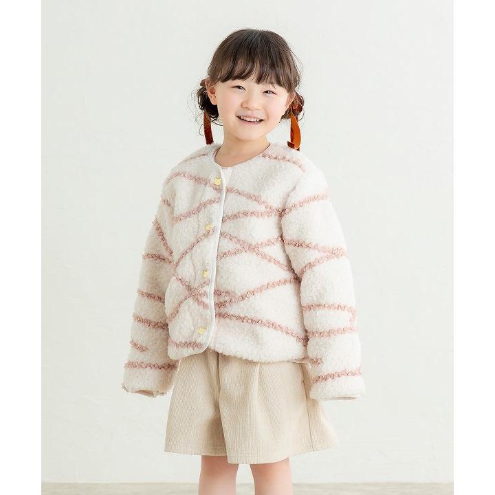 ラポシェビスキュイ La poche biscuit ノーカラーフリルボアジャケット ( 90 100 110 120 130 140 )アウトレット | la poche biscuit | 04