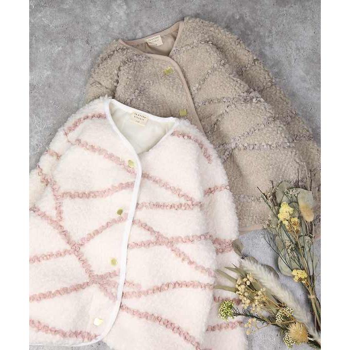 ラポシェビスキュイ La poche biscuit ノーカラーフリルボアジャケット ( 90 100 110 120 130 140 )アウトレット | la poche biscuit | 08