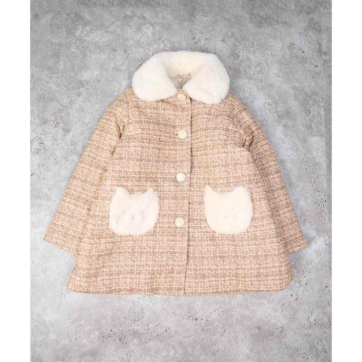 ラポシェビスキュイ La poche biscuit ねこポケットツイードコート ( 90 100 110 120 130 140 ) アウトレット | la poche biscuit | 01