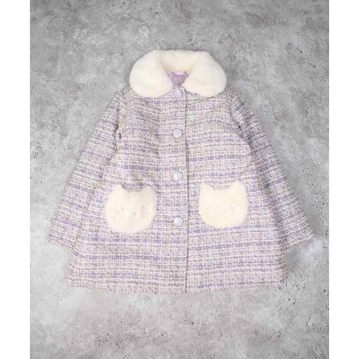 ラポシェビスキュイ La poche biscuit ねこポケットツイードコート ( 90 100 110 120 130 140 ) アウトレット | la poche biscuit | 03