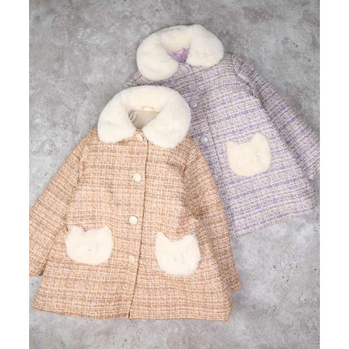 ラポシェビスキュイ La poche biscuit ねこポケットツイードコート ( 90 100 110 120 130 140 ) アウトレット | la poche biscuit | 08