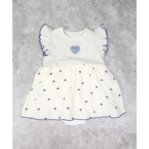 ラ・ポシェ・ビスキュイ　La poche biscuit　ハート柄 ロンパース(70・80)子ども服　ベビー　赤ちゃん　ショートオール　カバーオール　可愛い　LP25ES001 | la poche biscuit | 01