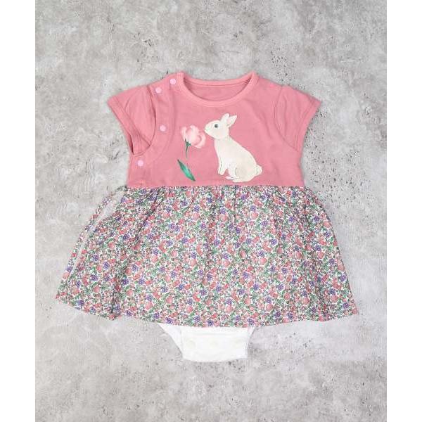 ラ・ポシェ・ビスキュイ　La poche biscuit　うさぎ　ロンパース(70・80)子ども服　ベビー　赤ちゃん　ショートオール　カバーオール　花柄　LP25ES002 | la poche biscuit | 02