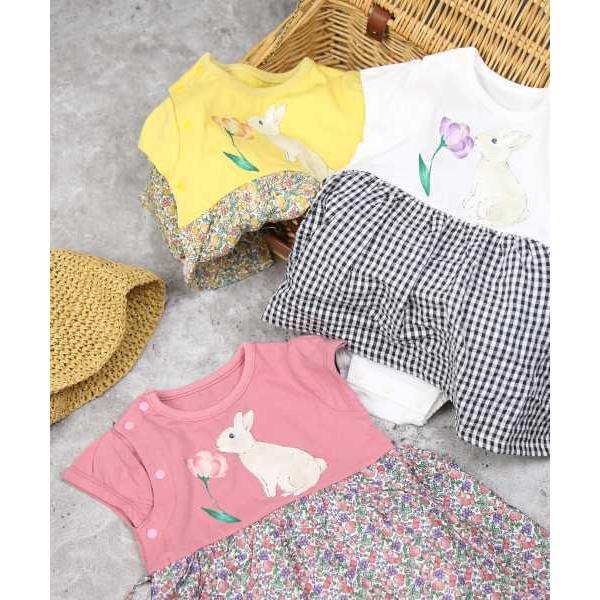 ●50％OFFセール●ラ・ポシェ・ビスキュイ　La poche biscuit　うさぎ　ロンパース(70・80)子ども服　ベビー　赤ちゃん　ショートオール　カバーオール　花柄　L | la poche biscuit | 06