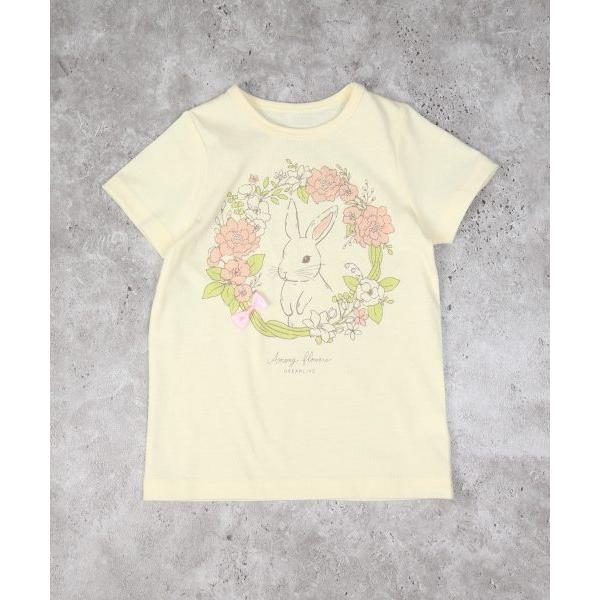 ラ・ポシェ・ビスキュイ　La poche biscuit うさぎ　リボン 半袖 Tシャツ (110・120・130・140)子ども服　女の子　幼児　小学生　キッズ　うさぎ　LP25ES003 | la poche biscuit | 01