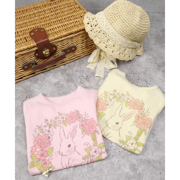 ●50％OFFセール●ｃラ・ポシェ・ビスキュイ　La poche biscuit うさぎ　リボン 半袖 Tシャツ (110・120・130・140)子ども服　女の子　幼児　小学生　キッズ　う | la poche biscuit | 05