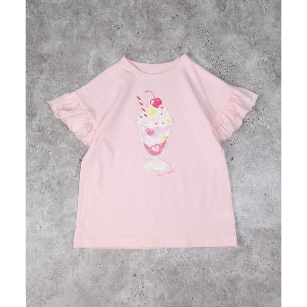 ●50％OFFセール●ラ・ポシェ・ビスキュイ　La poche biscuit　パフェ柄 半袖 Tシャツ (110・120・130・140)子ども服　女の子　幼児　小学生　キッズ　パフェ　L | la poche biscuit | 01