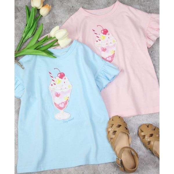 ●50％OFFセール●ラ・ポシェ・ビスキュイ　La poche biscuit　パフェ柄 半袖 Tシャツ (110・120・130・140)子ども服　女の子　幼児　小学生　キッズ　パフェ　L | la poche biscuit | 04