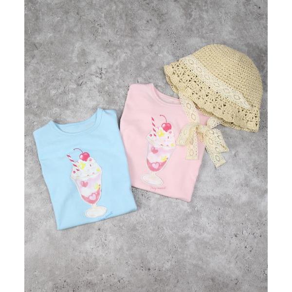 ●50％OFFセール●ラ・ポシェ・ビスキュイ　La poche biscuit　パフェ柄 半袖 Tシャツ (110・120・130・140)子ども服　女の子　幼児　小学生　キッズ　パフェ　L | la poche biscuit | 05