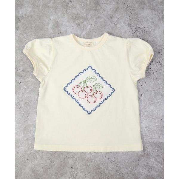 ●50％OFFセール●ラ・ポシェ・ビスキュイ　La poche biscuit　 さくらんぼ 半袖 Tシャツ(110・120・130・140)子ども服　女の子　小学生　キッズ　刺繍　パフス | la poche biscuit | 01