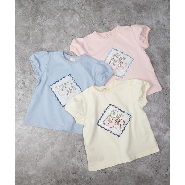 ●50％OFFセール●ラ・ポシェ・ビスキュイ　La poche biscuit　 さくらんぼ 半袖 Tシャツ(110・120・130・140)子ども服　女の子　小学生　キッズ　刺繍　パフス | la poche biscuit | 05