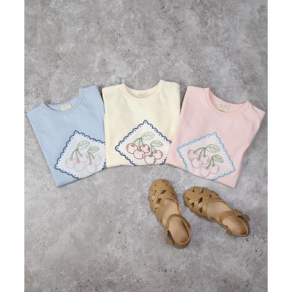 ●50％OFFセール●ラ・ポシェ・ビスキュイ　La poche biscuit　 さくらんぼ 半袖 Tシャツ(110・120・130・140)子ども服　女の子　小学生　キッズ　刺繍　パフス | la poche biscuit | 06