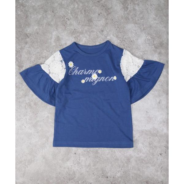 ラ・ポシェ・ビスキュイ　La poche biscuit　袖レース 半袖 Tシャツ (110・120・130・140)子ども服　女の子　幼児　小学生　キッズ　レース　LP25ES010 | la poche biscuit | 01