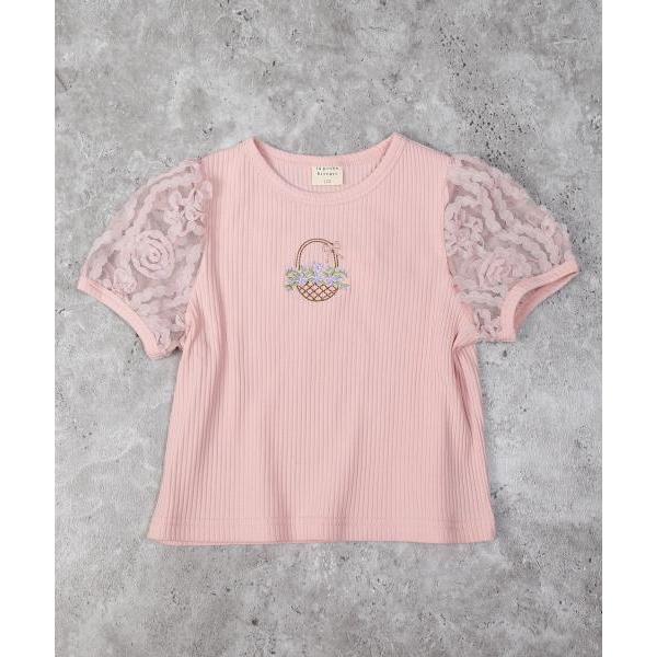 ●50％OFFセール●ラ・ポシェ・ビスキュイ　La poche biscuit　 袖 フラワーチュール 半袖 Tシャツ(110・120・130・140)子ども服　女の子　小学生　キッズ　パフ | la poche biscuit | 03