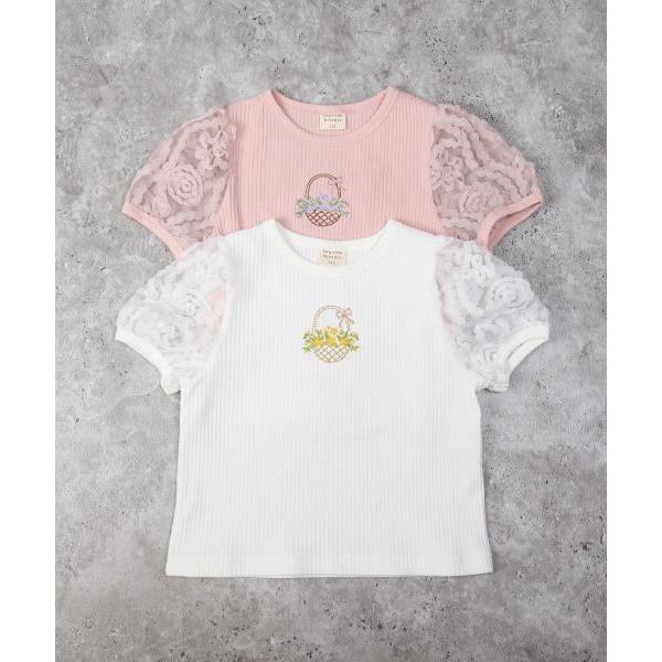 ●50％OFFセール●ラ・ポシェ・ビスキュイ　La poche biscuit　 袖 フラワーチュール 半袖 Tシャツ(110・120・130・140)子ども服　女の子　小学生　キッズ　パフ | la poche biscuit | 04