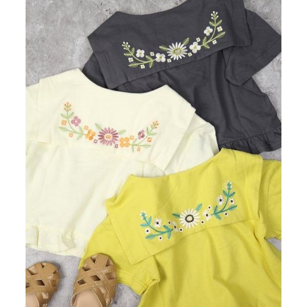 ラ・ポシェ・ビスキュイ　La poche biscuit　 セーラーカラー風 半袖 Tシャツ(110・120・130・140)子ども服　女の子　小学生　キッズ　花柄　刺繍　LP25ES012 | la poche biscuit | 03