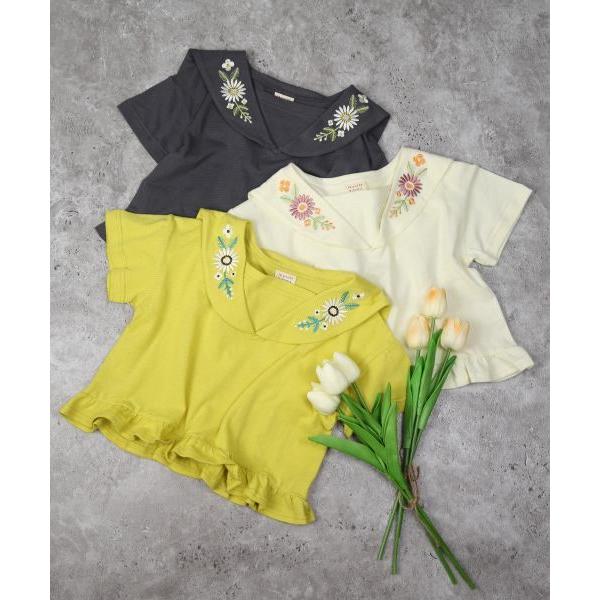 ラ・ポシェ・ビスキュイ　La poche biscuit　 セーラーカラー風 半袖 Tシャツ(110・120・130・140)子ども服　女の子　小学生　キッズ　花柄　刺繍　LP25ES012 | la poche biscuit | 04