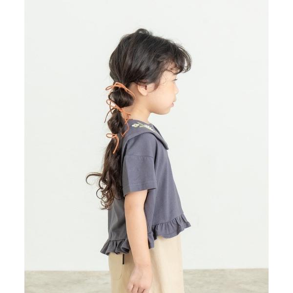 ラ・ポシェ・ビスキュイ　La poche biscuit　 セーラーカラー風 半袖 Tシャツ(110・120・130・140)子ども服　女の子　小学生　キッズ　花柄　刺繍　LP25ES012 | la poche biscuit | 06