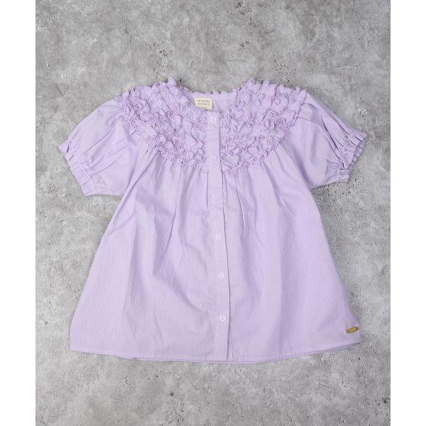 ラ・ポシェ・ビスキュイ　La poche biscuit　ブラウス　(110・120・130・140)子ども服　キッズ　小学生　女の子　ストライプ　お出かけ　LP25ES015 | la poche biscuit | 01