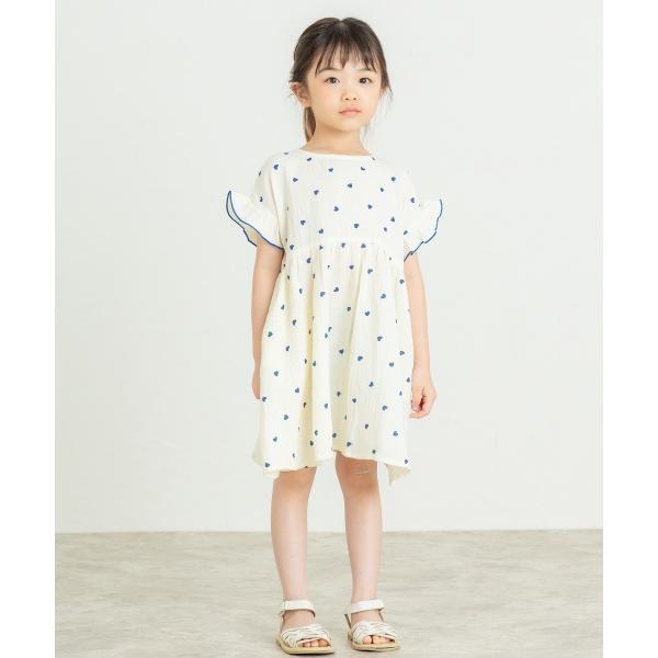 ラ・ポシェ・ビスキュイ　La poche biscuit　ハート　総柄　ワンピース (110・120・130・140)子ども服　女の子　小学生　キッズ　LP25ES019　半袖　綿100 | la poche biscuit | 01