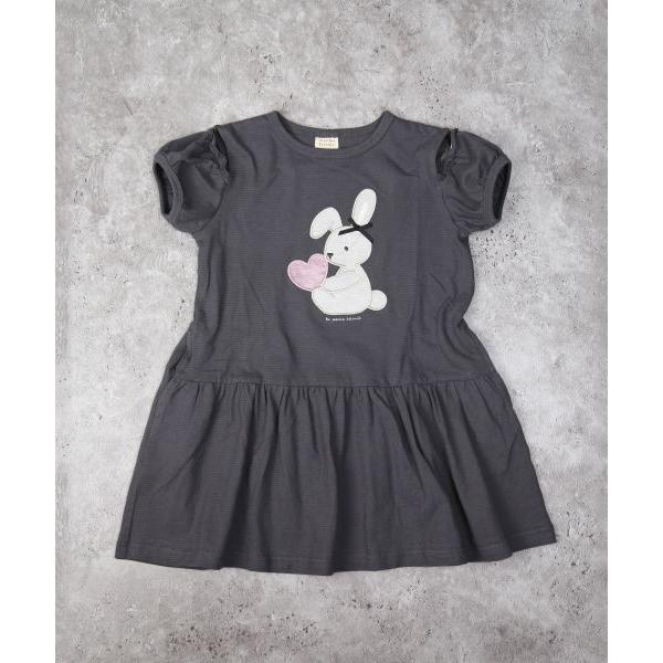 ラ・ポシェ・ビスキュイ　La poche biscuit　 2WAY うさぎ柄　ワンピース(110・120・130・140)子ども服　女の子　キッズ　半袖 オフショルダー　パフスリーブ | la poche biscuit | 01