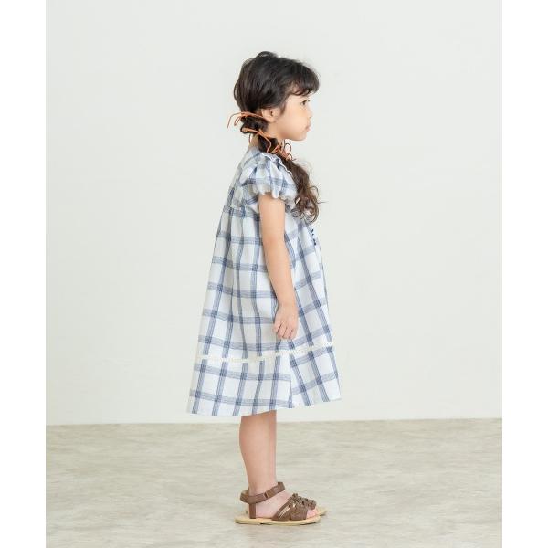 ラ・ポシェ・ビスキュイ　La poche biscuit　チェック柄 ワンピース(110・120・130・140)子ども服　キッズ　小学生　女の子　花柄　刺繍　LP25ES024 | la poche biscuit | 01