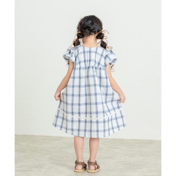 ラ・ポシェ・ビスキュイ　La poche biscuit　チェック柄 ワンピース(110・120・130・140)子ども服　キッズ　小学生　女の子　花柄　刺繍　LP25ES024 | la poche biscuit | 02