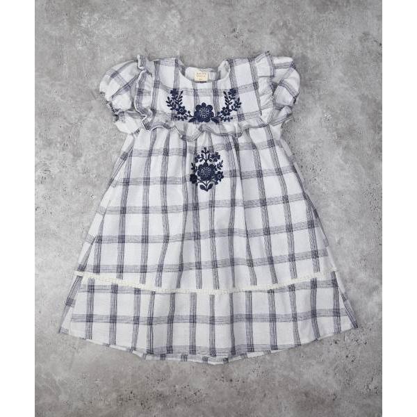 ラ・ポシェ・ビスキュイ　La poche biscuit　チェック柄 ワンピース(110・120・130・140)子ども服　キッズ　小学生　女の子　花柄　刺繍　LP25ES024 | la poche biscuit | 03