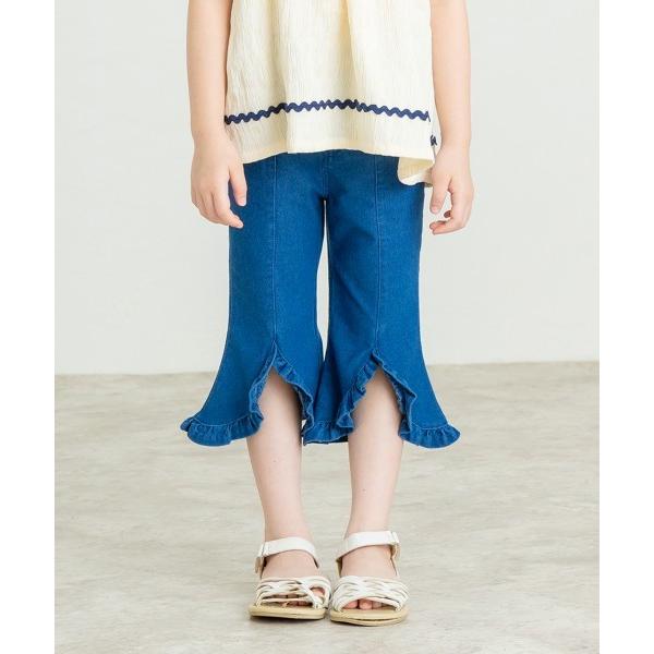 ラ・ポシェ・ビスキュイ　La poche biscuit　 ブーツカット　デニム　7分丈 パンツ(110・120・130・140)子ども服　女の子　キッズ　ズボン　フリル | la poche biscuit | 01