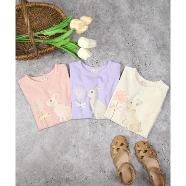 ●50％OFFセール●ラ・ポシェ・ビスキュイ　La poche biscuit　うさぎ 半袖 Tシャツ(110・120・130・140）子ども服　小学生　キッズ　女の子　ラベンダー　アイ | la poche biscuit | 06