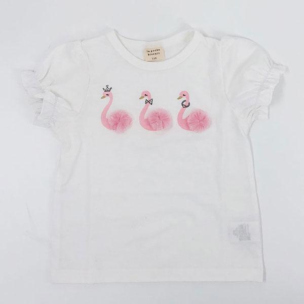ラ・ポシェ・ビスキュイ　La poche biscuit　スワン　半袖　Tシャツ( 110・120・130・140 ）子ども服　小学生　キッズ　女の子　白鳥　パフスリーブ　可愛い | la poche biscuit | 01