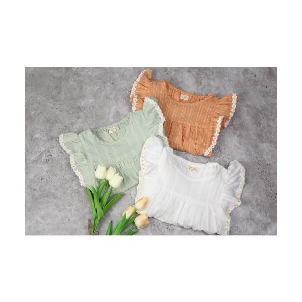 ラ・ポシェ・ビスキュイ　La poche biscuit　ストライプ　チュニック(110・120・130・140）子ども服　小学生　キッズ　女の子　半袖　Tシャツ　お花　レース | la poche biscuit | 10