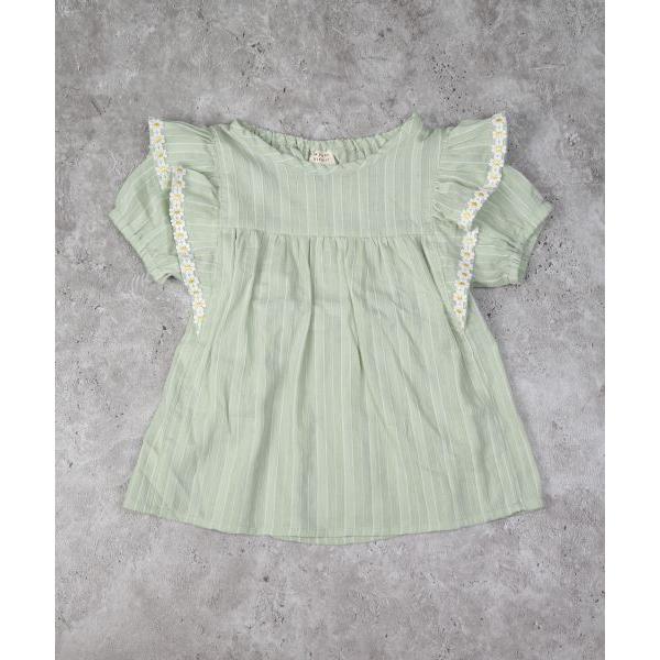 ラ・ポシェ・ビスキュイ　La poche biscuit　ストライプ　チュニック(110・120・130・140）子ども服　小学生　キッズ　女の子　半袖　Tシャツ　お花　レース | la poche biscuit | 06
