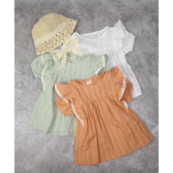 ラ・ポシェ・ビスキュイ　La poche biscuit　ストライプ　チュニック(110・120・130・140）子ども服　小学生　キッズ　女の子　半袖　Tシャツ　お花　レース | la poche biscuit | 09