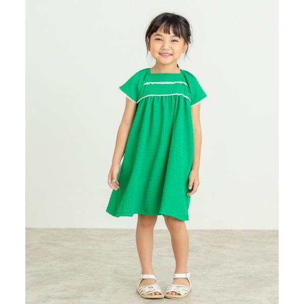 ラ・ポシェ・ビスキュイ　La poche biscuit　フリル　ワンピース( 110・120・130・140 ）子ども服　小学生　キッズ　女の子　グリーン　レッド　ガーリー | la poche biscuit | 01