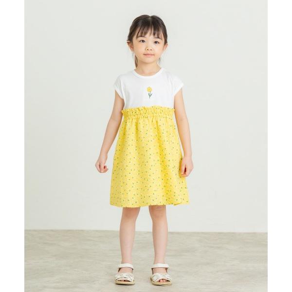 ラ・ポシェ・ビスキュイ　La poche biscuit　花柄ドッキング　ワンピース(110・120・130・140）子ども服　小学生　キッズ　女の子　可愛い　ピンク　イエロー | la poche biscuit | 01
