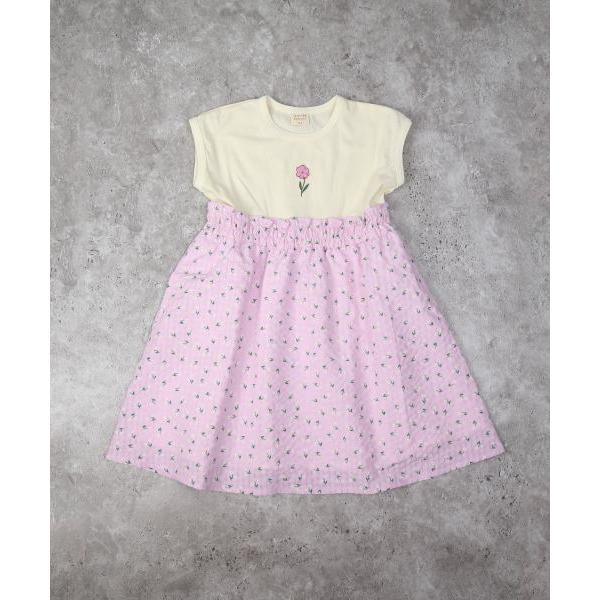 ラ・ポシェ・ビスキュイ　La poche biscuit　花柄ドッキング　ワンピース(110・120・130・140）子ども服　小学生　キッズ　女の子　可愛い　ピンク　イエロー | la poche biscuit | 04