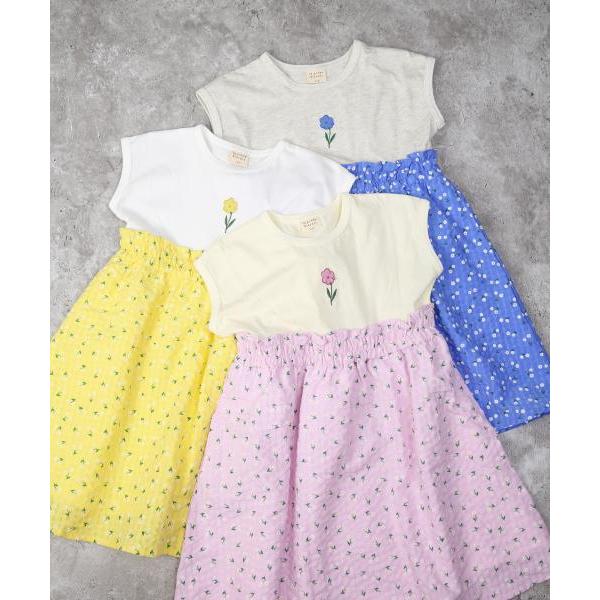 ラ・ポシェ・ビスキュイ　La poche biscuit　花柄ドッキング　ワンピース(110・120・130・140）子ども服　小学生　キッズ　女の子　可愛い　ピンク　イエロー | la poche biscuit | 07