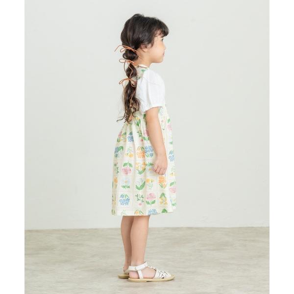 ラ・ポシェ・ビスキュイ　La poche biscuit　花切手総柄　半袖　ワンピース(110・120・130・140）子ども服　小学生　キッズ　女の子　ネイビー　アイボリー | la poche biscuit | 03