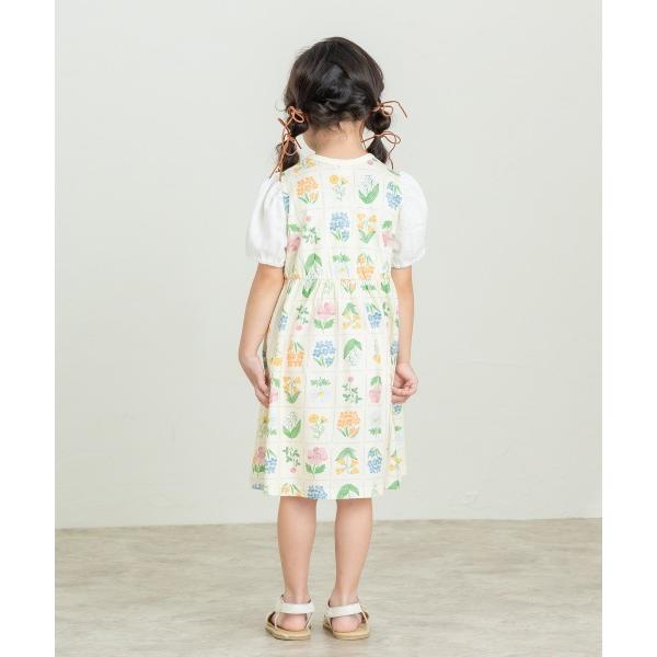 ラ・ポシェ・ビスキュイ　La poche biscuit　花切手総柄　半袖　ワンピース(110・120・130・140）子ども服　小学生　キッズ　女の子　ネイビー　アイボリー | la poche biscuit | 04