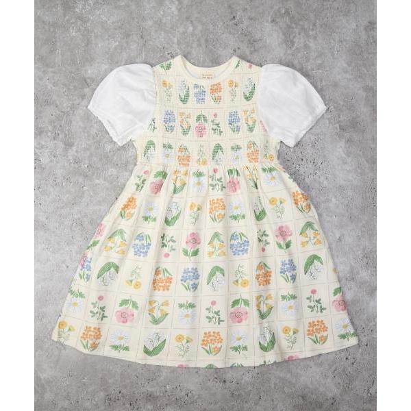 ラ・ポシェ・ビスキュイ　La poche biscuit　花切手総柄　半袖　ワンピース(110・120・130・140）子ども服　小学生　キッズ　女の子　ネイビー　アイボリー | la poche biscuit | 05