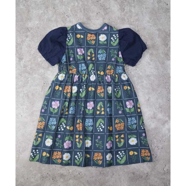 ラ・ポシェ・ビスキュイ　La poche biscuit　花切手総柄　半袖　ワンピース(110・120・130・140）子ども服　小学生　キッズ　女の子　ネイビー　アイボリー | la poche biscuit | 07