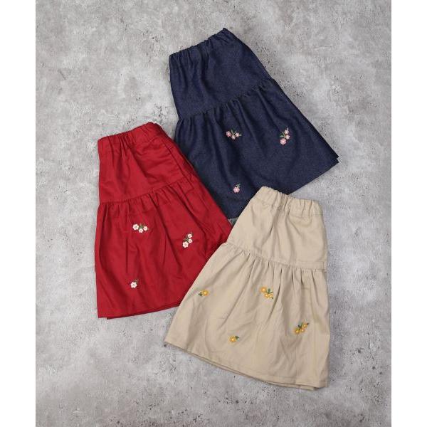 ラ・ポシェ・ビスキュイ　La poche biscuit　お花刺繍　フレアスカート ( 110・120・130・140 ）子ども服　小学生　キッズ　女の子　可愛い　ポケット付 | la poche biscuit | 09