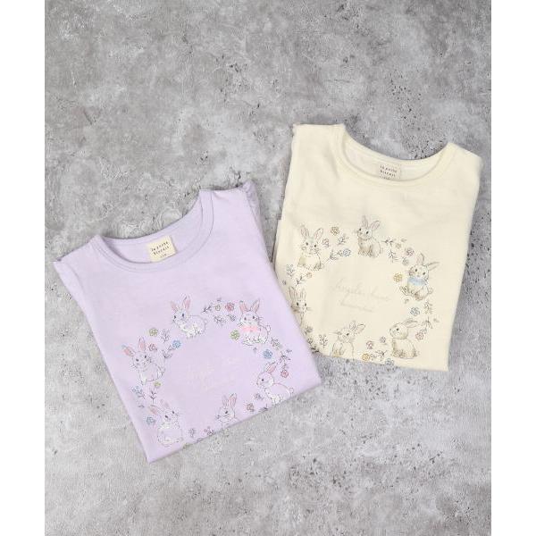 ラ・ポシェ・ビスキュイ　La poche biscuit　うさぎ 半袖Tシャツ  (110・120・130・140) 子ども服　キッズ　小学生　女の子　可愛い　ラベンダー　キナリ | la poche biscuit | 05