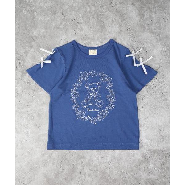 ラ・ポシェ・ビスキュイ　La poche biscuit　くま 半袖Tシャツ  (90・100・110・120・130・140) 子ども服　幼児　キッズ　小学生　女の子　可愛い　リボン付 | la poche biscuit | 01