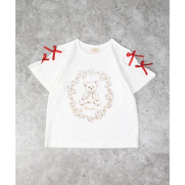 ラ・ポシェ・ビスキュイ　La poche biscuit　くま 半袖Tシャツ  (90・100・110・120・130・140) 子ども服　幼児　キッズ　小学生　女の子　可愛い　リボン付 | la poche biscuit | 03