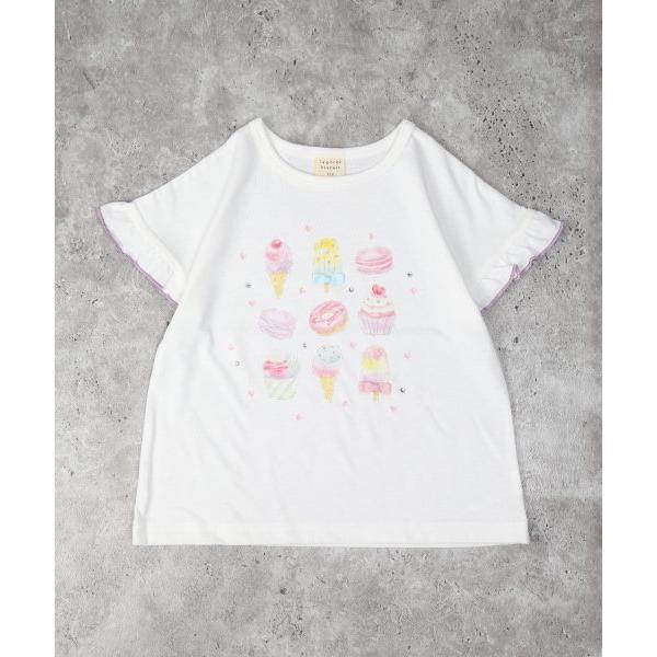 ラ・ポシェ・ビスキュイ　La poche biscuit　スイーツ柄 半袖Tシャツ  (90・100・110・120・130・140) 子ども服　幼児　キッズ　小学生　女の子　フリル | la poche biscuit | 01