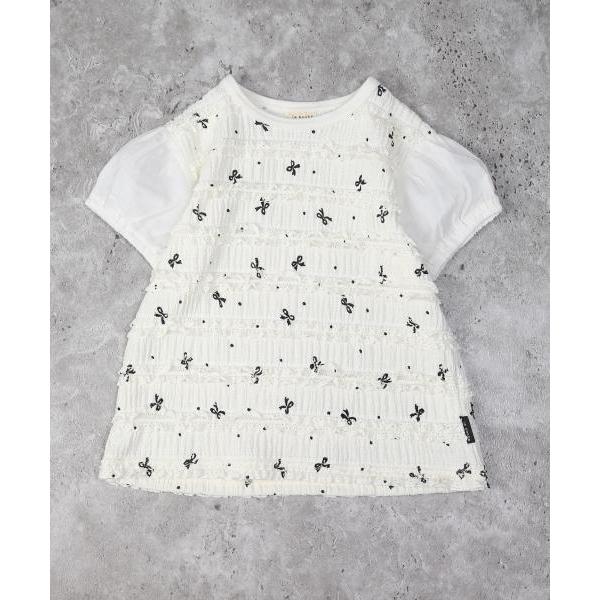●50％OFFセール●ラ・ポシェ・ビスキュイ　La poche biscuit　フリル 半袖Tシャツ  (110・120・130・140) 子ども服　キッズ　小学生　女の子　ピンク　アイボリ | la poche biscuit | 04