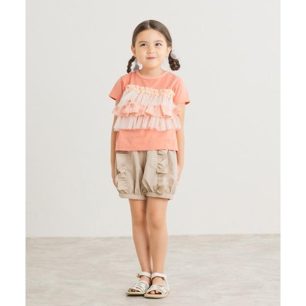 ●50％OFFセール●ラ・ポシェ・ビスキュイ　La poche biscuit　レースチェックフリル　半袖　Tシャツ (110・120・130・140） キッズ　小学生　女の子　LP25MS008 | la poche biscuit | 01